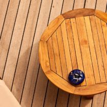 Round table and flooring made of wood